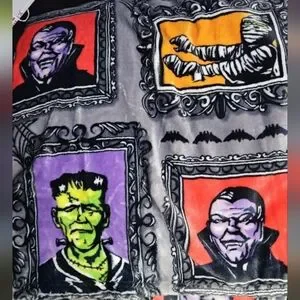 Gray and Orange Halloween Throw Blanket